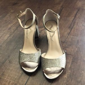 Sparkly Gold Chunky Heels